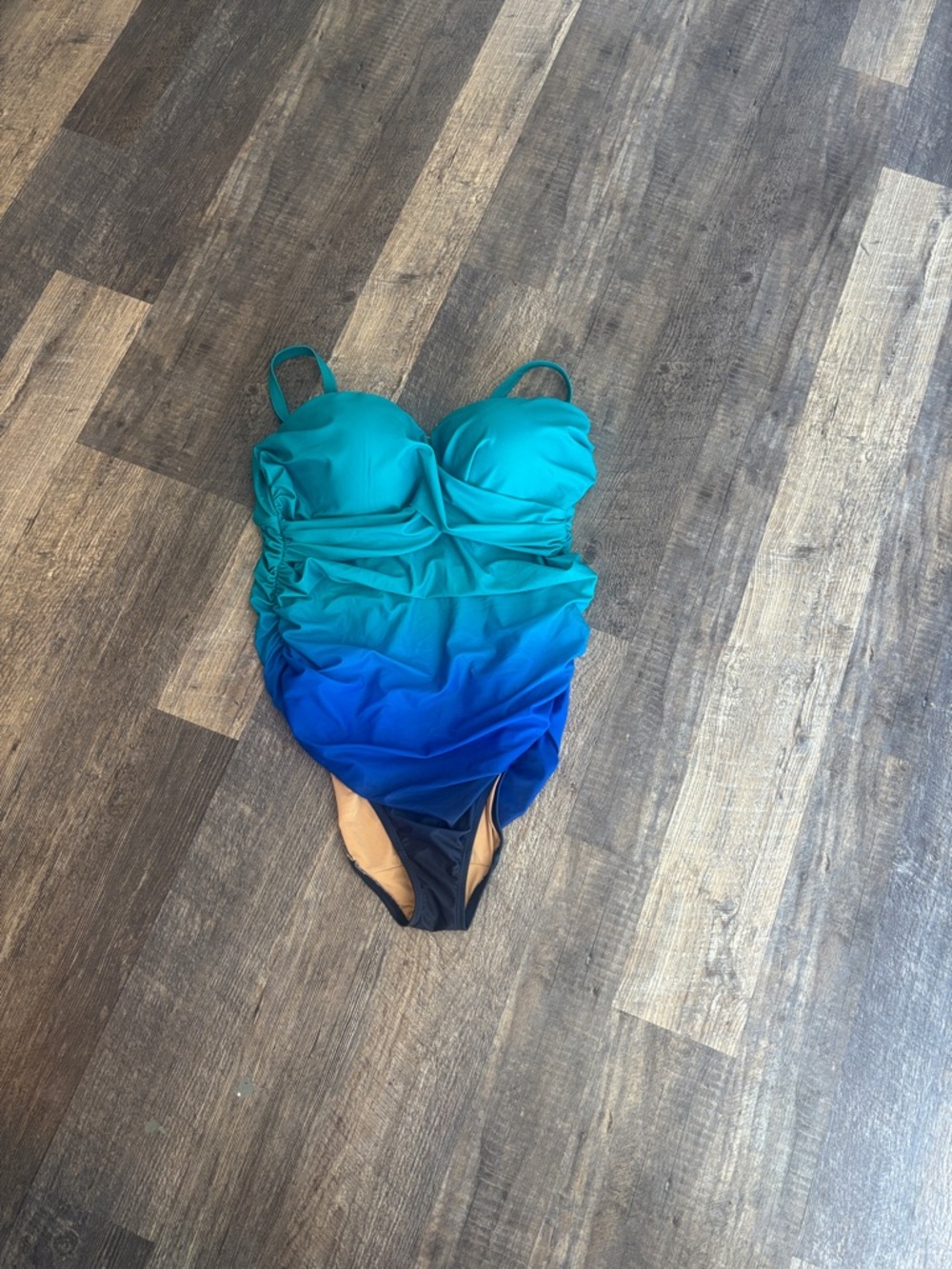 Lane Bryant Teal to Navy Ombre One-Piece Swimsuit